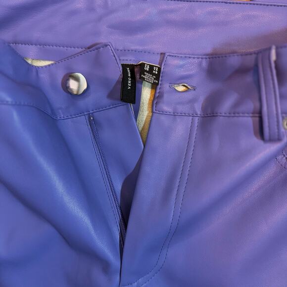 Vero Moda Women’s XS Purple Faux Leather Pleather Vegan Straight Leg Pants Rave - Picture 7 of 8